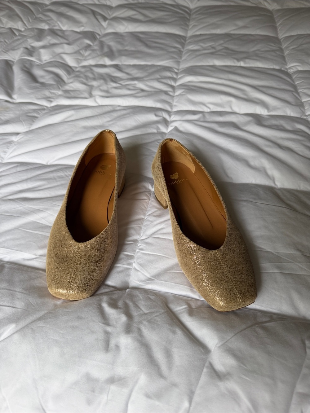 Bobbies Zelie Classic Square-Toe Low Heel Flats in Beige - Picture 8 of 10